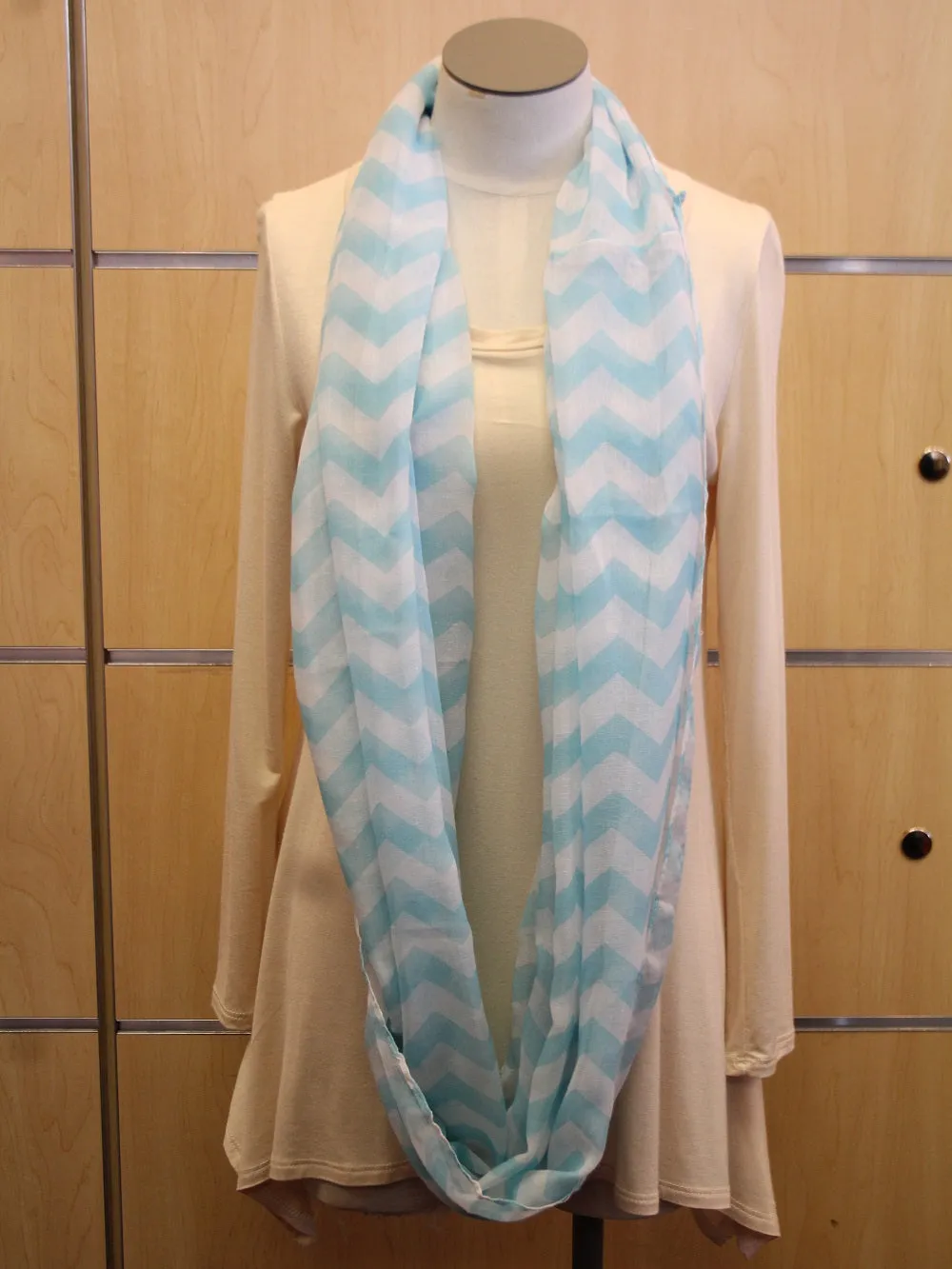 ADO | Infinity Light Blue and White Chevron Scarf