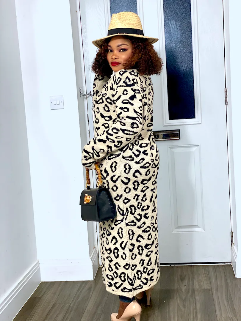 Animalia Print Longline Cardigan With Front Pockets
