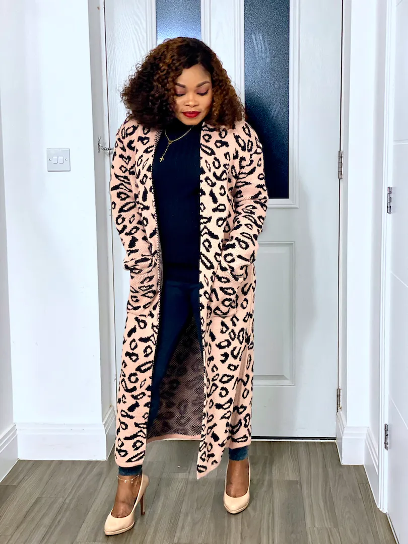Animalia Print Longline Cardigan With Front Pockets