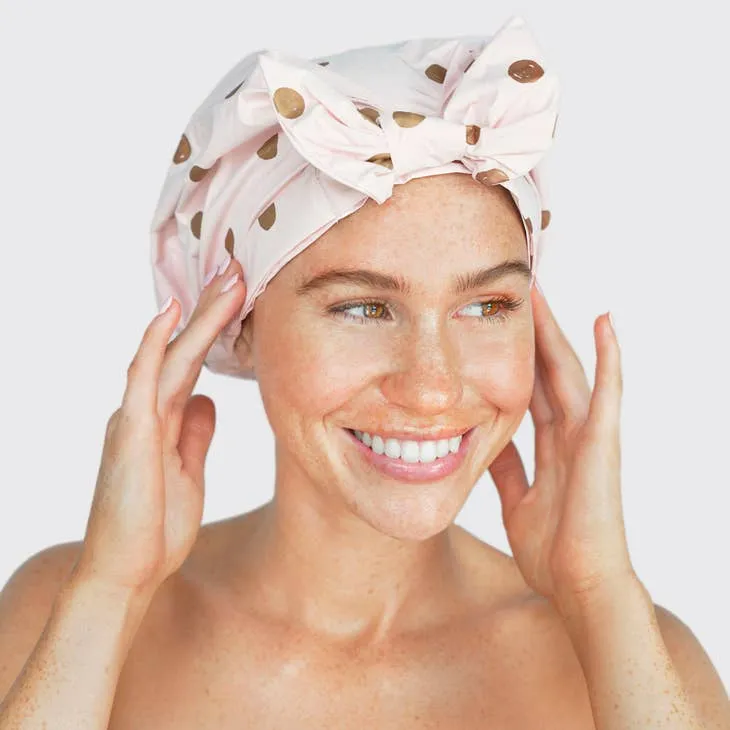 Blush Dot Luxury Shower Cap