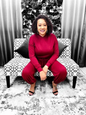 Call me Hoodie Set - Burgundy