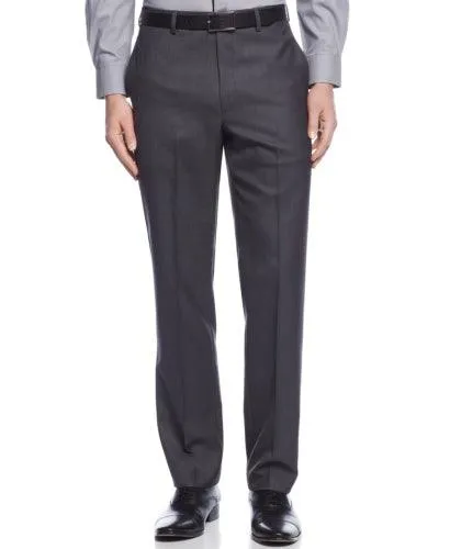 Calvin Klein Mens Slim fit Dress Pants 34 / 34 Grey Solid Stretch