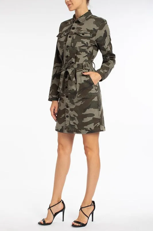 Camo Cargo Shirt Dress