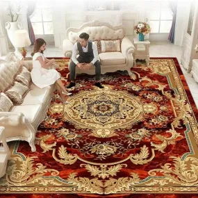 Design Royal Red and Gold Luxury Non-Slip  Rug Carpet