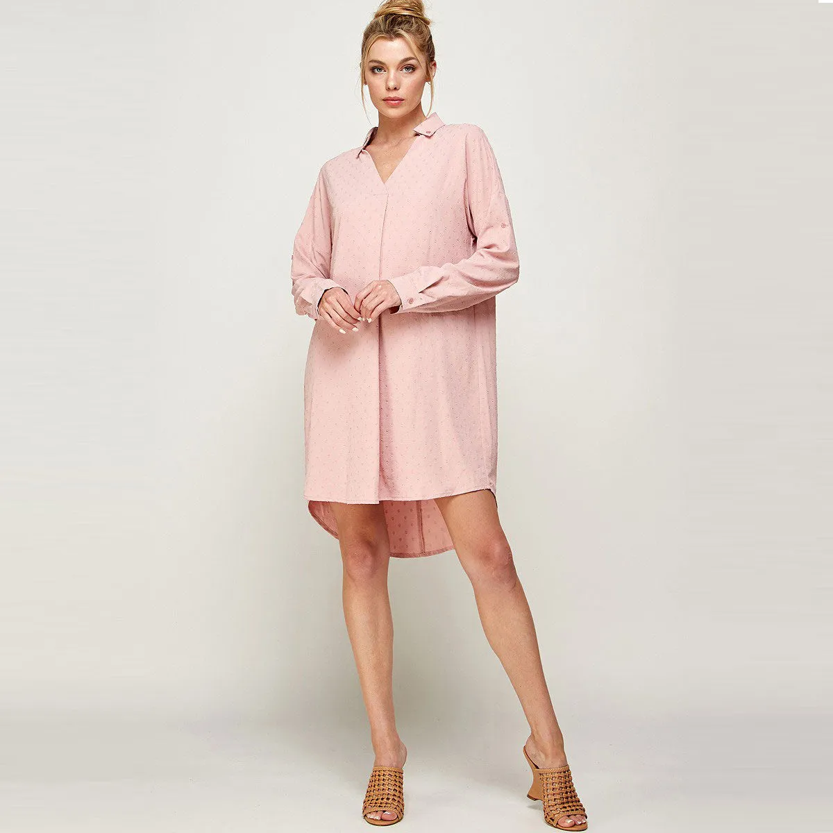 Dotted Collared Tunic Dress