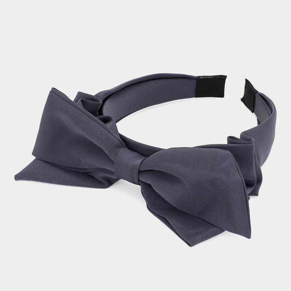 Elegance Bow Headband - Dark Gray