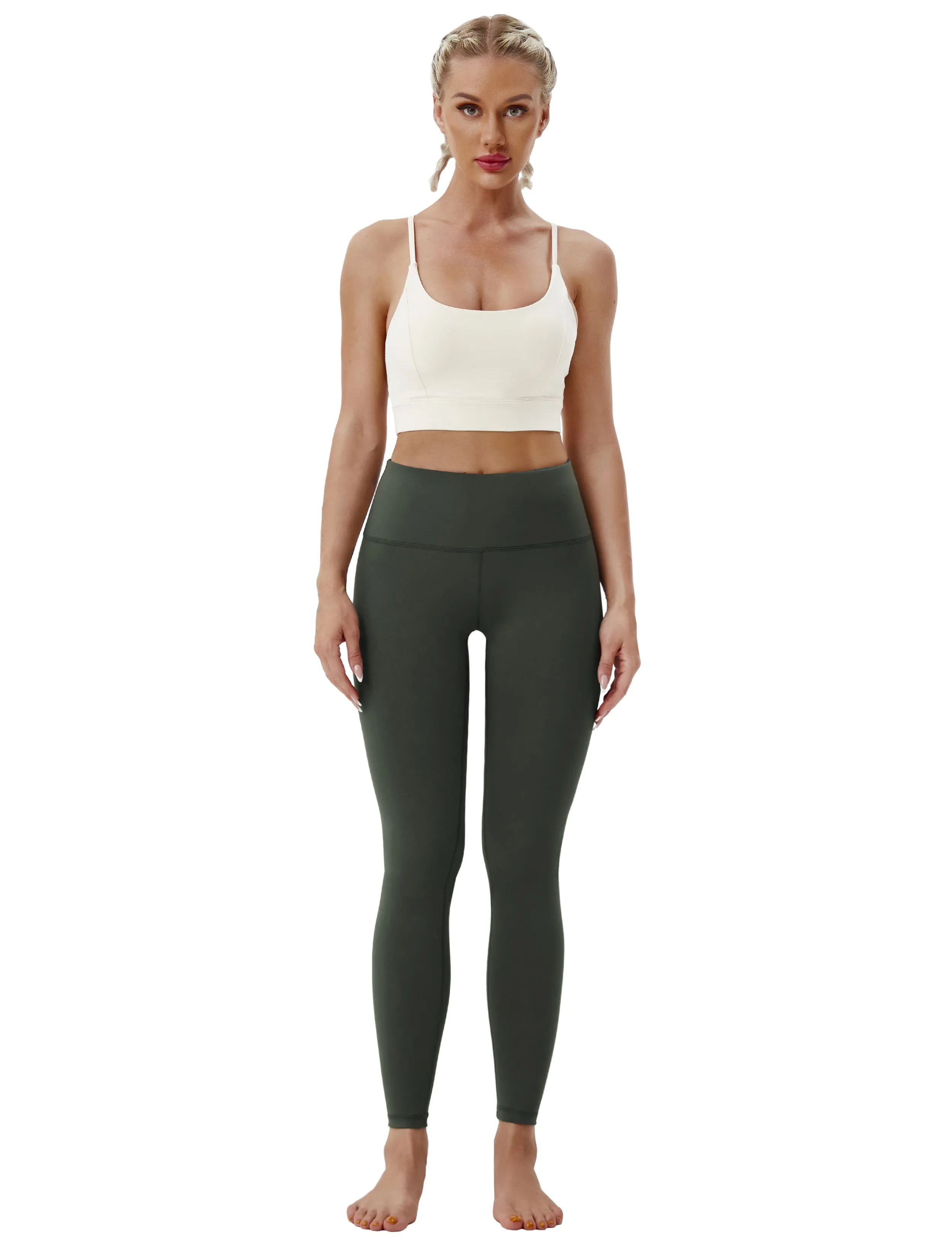 High Waist Gym Pants olivegray_Gym