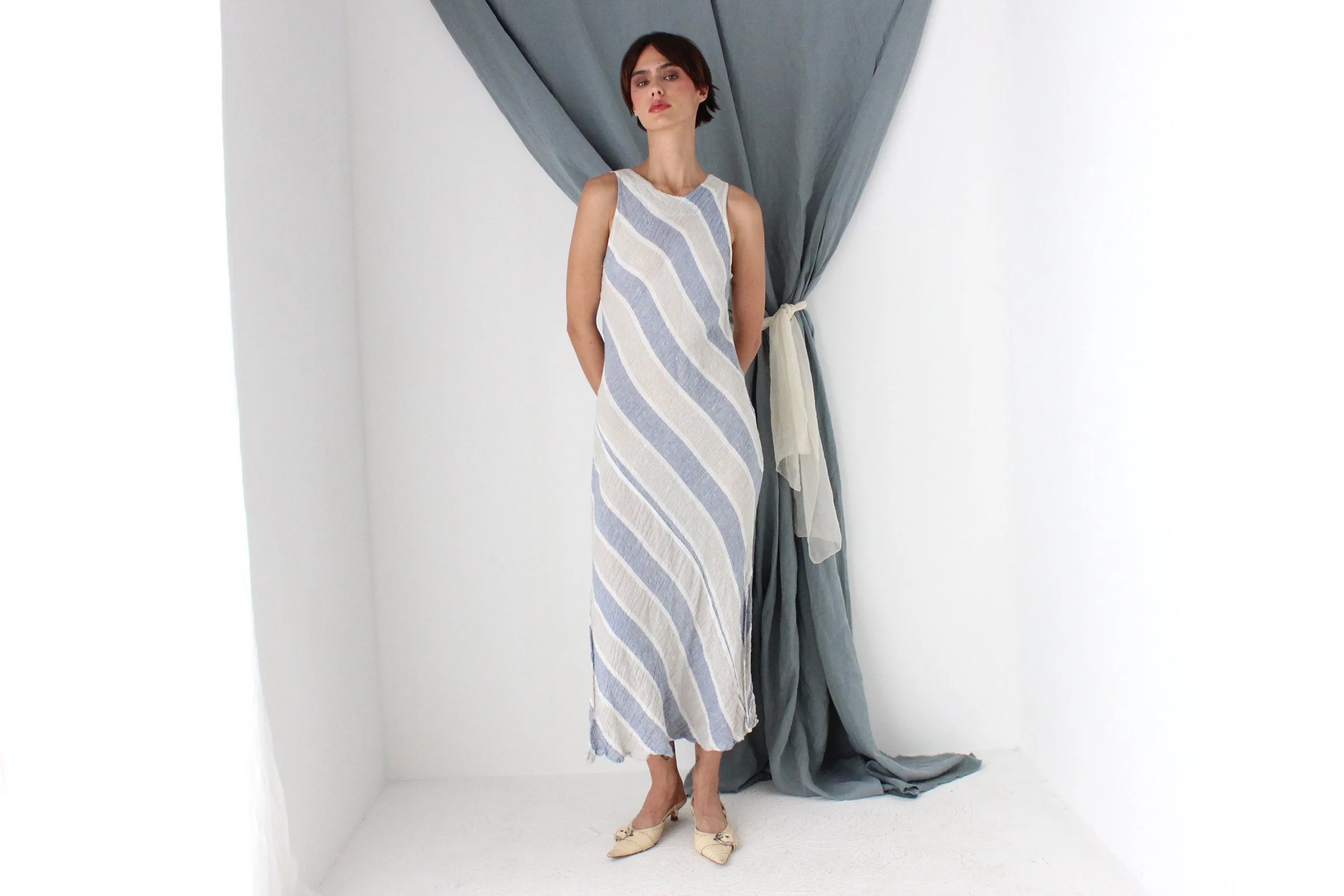 MADE IN ITALY Pure Italian Linen Bias Cut Dress