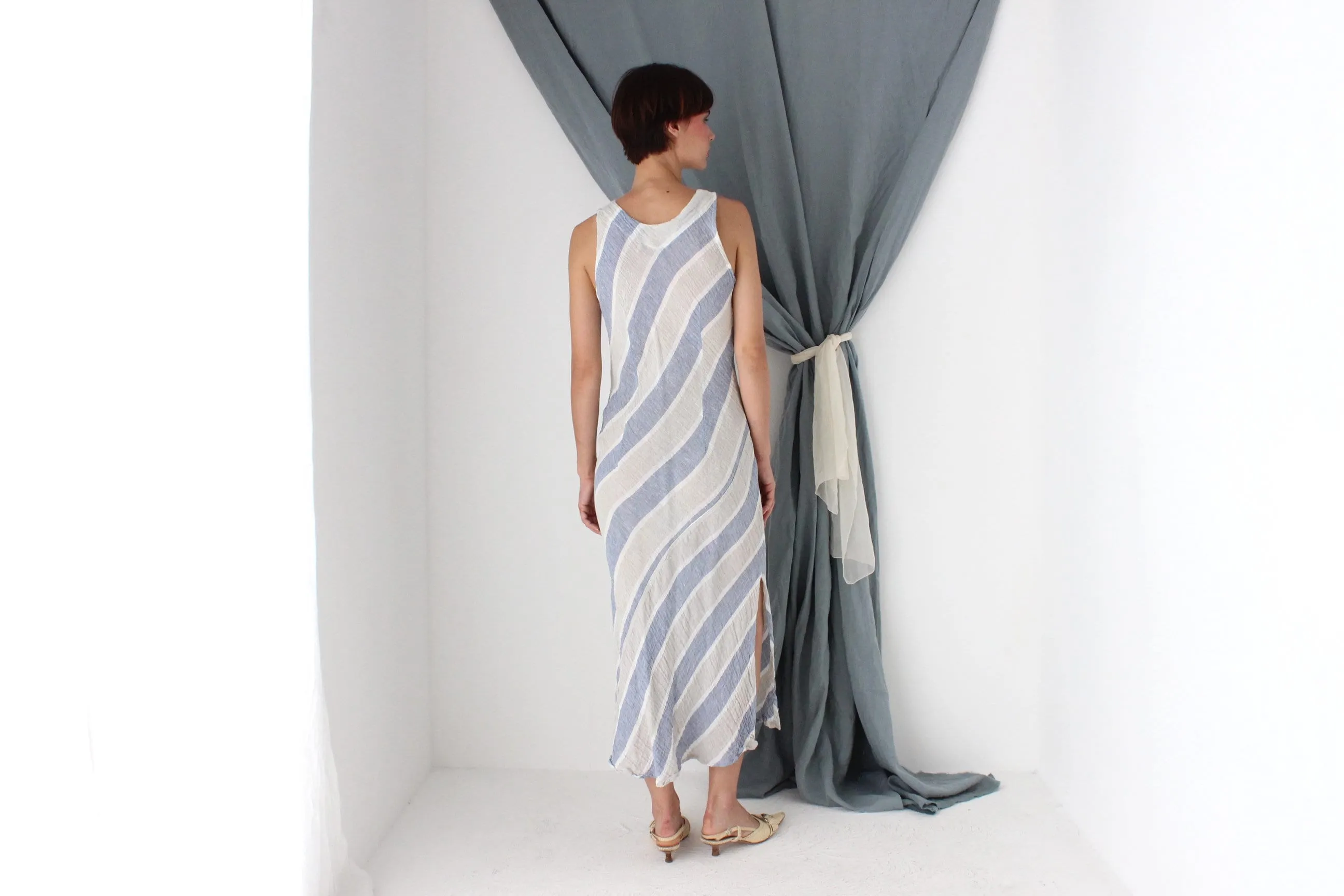 MADE IN ITALY Pure Italian Linen Bias Cut Dress