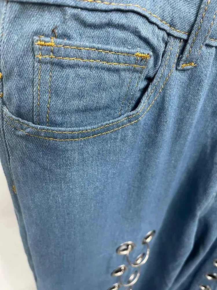 Metal Eyes Low Waist Straight Leg Jeans