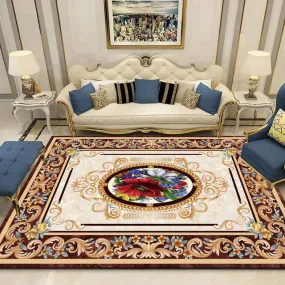 Red Flower Design Luxury Non-Slip Rug Carpet
