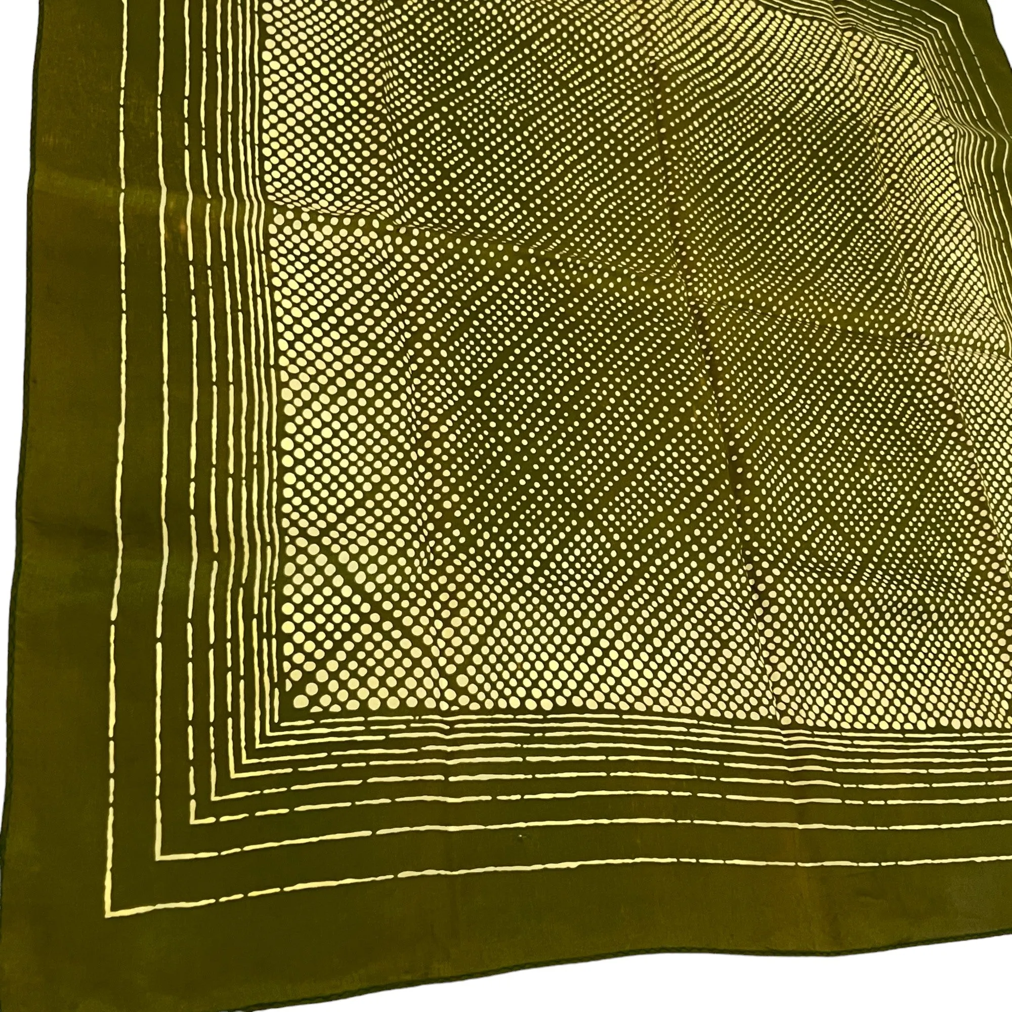 Vintage 60s Polka Dot Square Green Scarf 27"