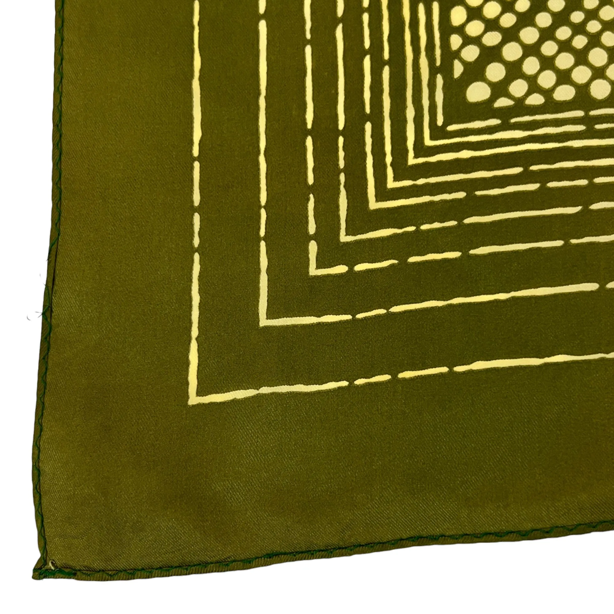 Vintage 60s Polka Dot Square Green Scarf 27"